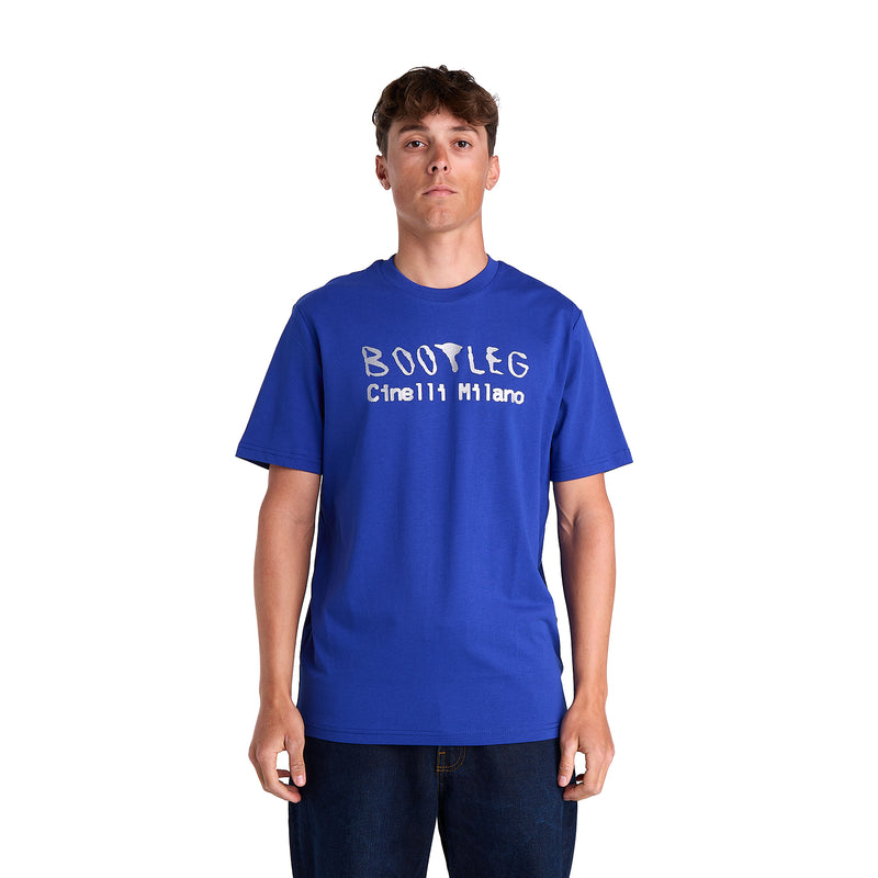 T-SHIRT SILVER BOOTLEG BLUE