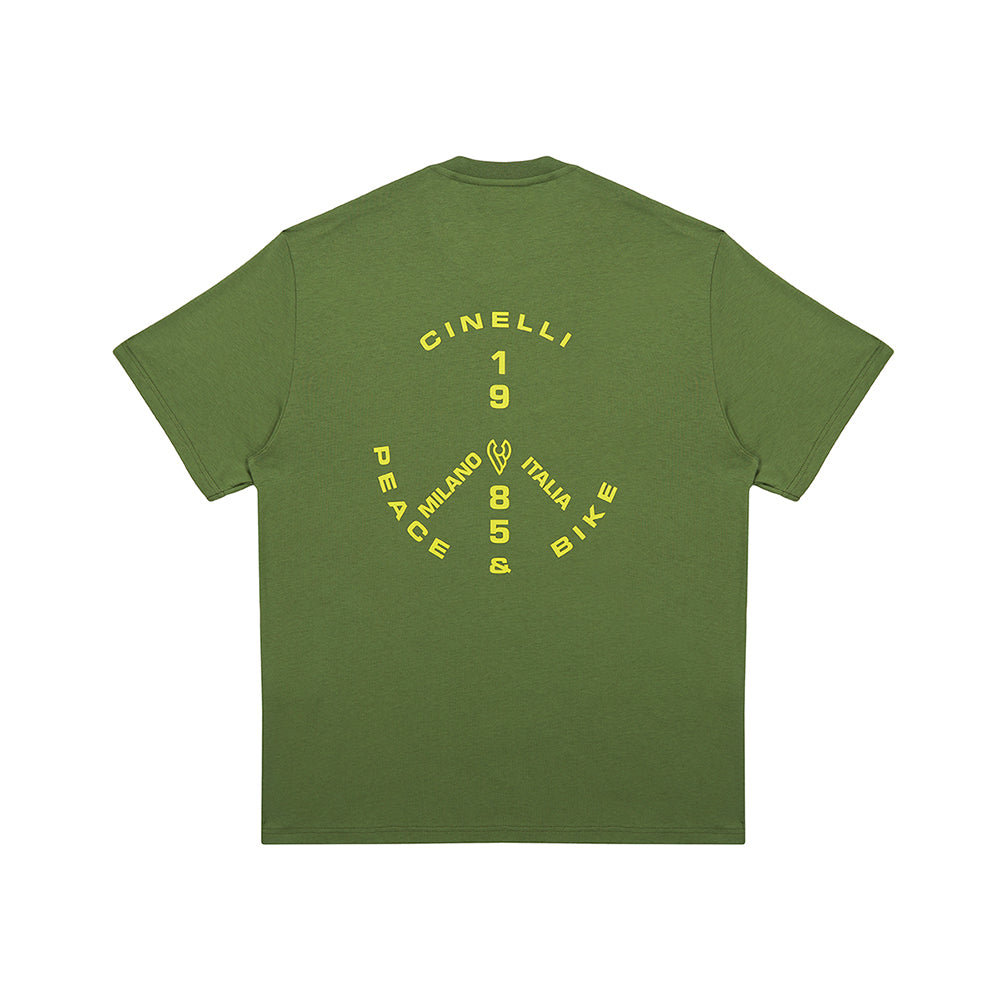 T-SHIRT PEACE & BIKE 85 GREEN