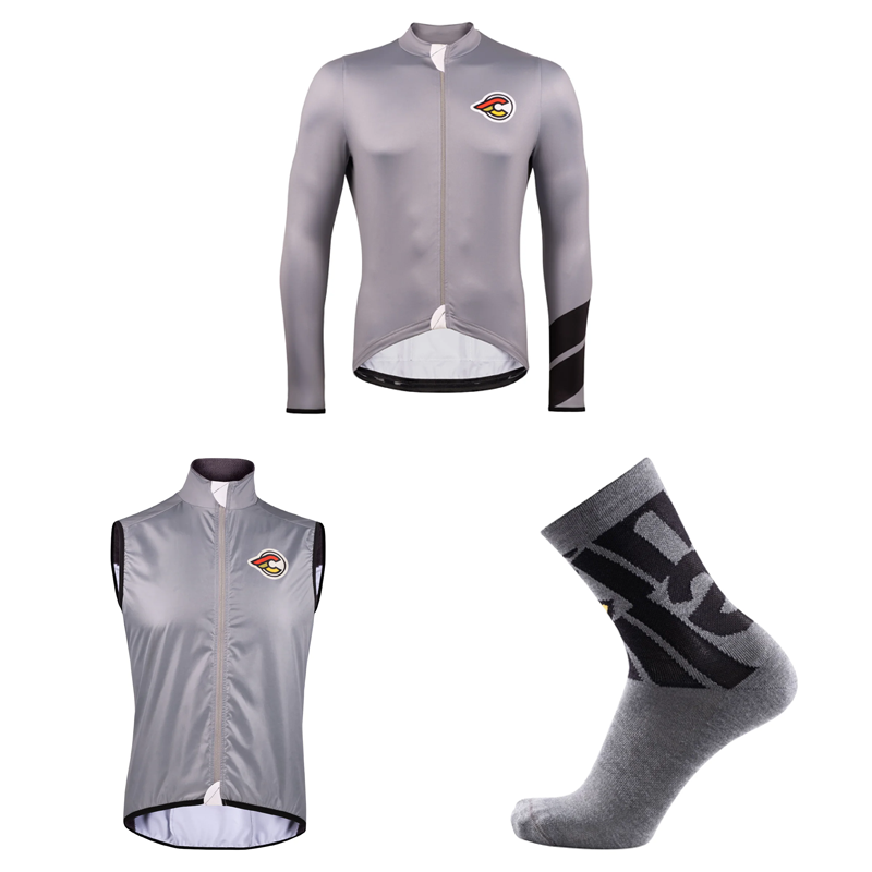 Tempo Cement Gray Winter Cycling Kit
