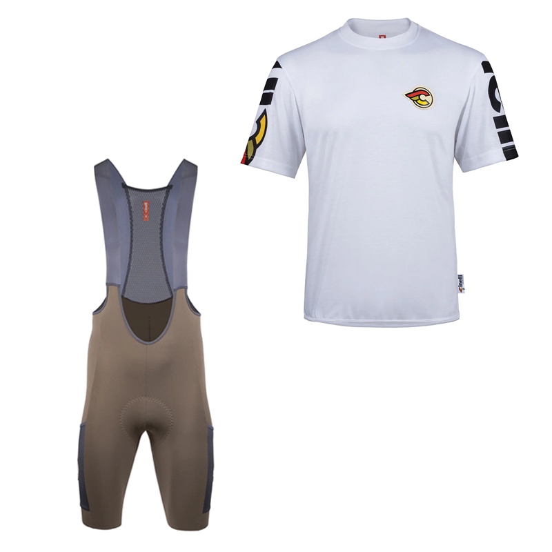 Gravel White and Brown Cycling Kit
